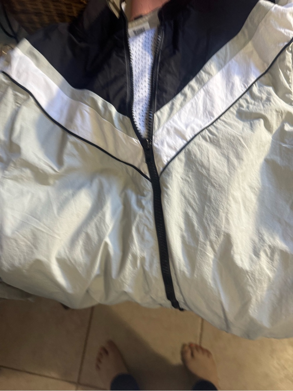 PINK Victoria's Secret Black and White Mesh-Lined Jacket